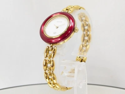GUCCI Change Bezel 11/12 Watch Quartz Gold White Women's Working Authentic - Image 1 of 4