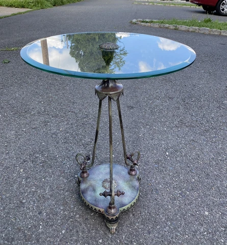 Gorgeous MAITLAND SMITH Glass Top Bronze Accent Side Table 25” Tall Cover