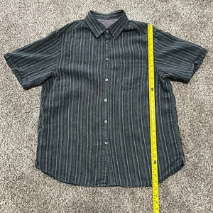 Marks & Spencer Blue Harbour Pure Linen Short Sleeved Striped Gray Men's Large - Picture 1 of 7