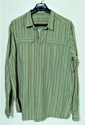 Camisa Para Hombre COLUMBIA Omni-Shade LS Nylon Verde Botones a Cuadros Frontales Talla 3XL Foto 1 de 4