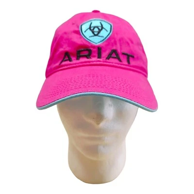 Ariat Gorra Sombrero Ropa Rosa Azul Escudo Bordado Logo Gancho y Lazo OSFM Foto 1 de 4