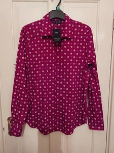 Camicia blusa M&S Collection mix magenta rosa viola fiori Pima cotone uk 10 - Foto 1 di 7