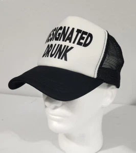 Vintage Novelty DESIGNATED DRUNK Funny Trucker Snapback Mesh Hat Drinking Cap - Picture 1 of 13