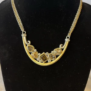 NWT Brighton LIONESS Lion's Eye LONG Necklace Gold Silver Topaz Crystal - Picture 1 of 20