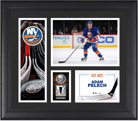 Adam Pelech NY Islanders Framed 15x17 Collage w/a Piece of GU Puck Cover