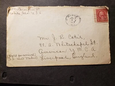 1927 Steamer SS WEST MODUS Naval Cover MOBILE, ALABAMA to LIVERPOOL, ENGLAND - Image 1 of 2