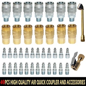 40 Pezzi Raccordi Raccordi Raccordo Tubo Aria Raccordi 1/4 NPT Utensili Spina - Foto 1 di 1