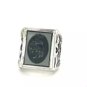 Vintage Sterling Signed Sarah Coventry Carved Intaglio Roman Warrior Ring Band 7 - Picture 1 of 8
