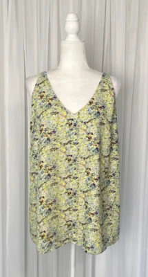 Camiseta sin mangas Cabi 275 para mujer talla L amarilla azul floral camisola en capas Foto 1 de 4