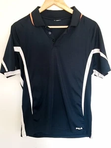 FILA Mens Navy Blue White Orange Striped Lightweight Collared Shirt Size L - Picture 1 of 4