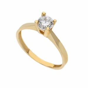 Solitär Ring Gold Gelb 18 Karat mit weißen Zirkonia Damen - Bild 1 von 1