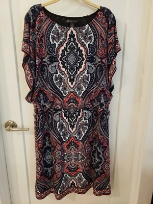 NWOT INC International Concepts Womens Dress Blue/Orange Plus Size 1X  - Image 1 of 4