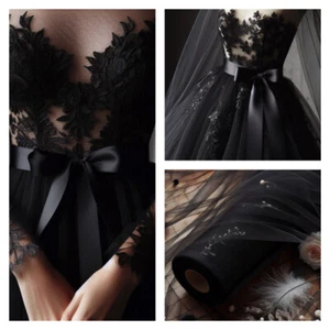 Nylon Soft/Fine Bridal Veil Net Veiling Tulle Dress Fabric, 280cm Wide BLACK - Picture 1 of 2