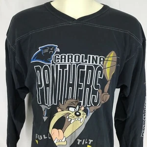 Vintage Mens L TShirt Pro Spirit Carolina Panthers Destroyed Tasmanian Devil 94 - Foto 1 di 12