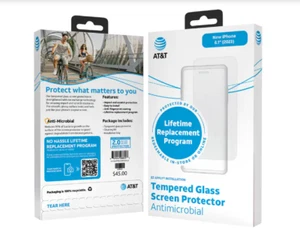 New AT&T Tempered Glass For iPhone 15 Antimicrobial Screen Protector - Clear - Picture 1 of 4