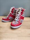 Mudd Shoes Size 8.5 High Top Floral Print Lace-up Will Heel Built In Retro