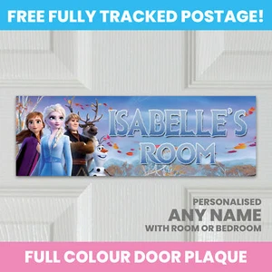 DISNEY FROZEN PRINCESS PERSONALISED DOOR SIGN PLAQUE KIDS BEDROOM ANY NAME - Picture 1 of 2