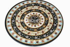 36" x 36" Marble coffee table top semi precious stone marquetry work home decor