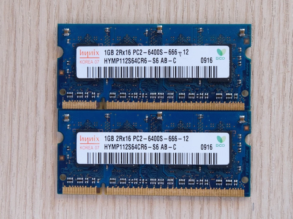 RAM SO-DIMM Hynix 2x1GB PC2-6400 (800Mhz) DDR2 TESTED - Immagine 1 di 1