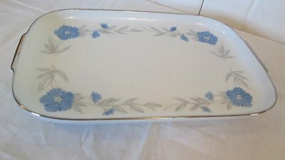 Cottagecore Platter China Dianthus Corn Flower Hnd Ptd Castleton Beatrice Blue - Image 1 of 4