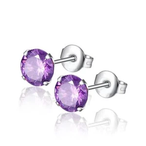Fashion Women Jewelry Four Prong Crystal Earrings Stud Pop Simple Style 6mm 0970 - Picture 1 of 8