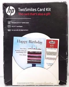 HP TwoSmiles Card Kit Glossy Photo Paper, 5" x 7" - 10 sheets+envelope SF788A - Picture 1 of 2