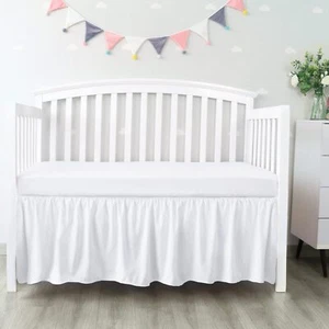 Crib Bed Skirt 28” x 52” with 14” Drop Pleated Dust Ruffle for Baby Boys Girl... - Picture 1 of 6