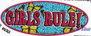 GIRLS RULE ! Woman Women Butterfly Postcard Sticker - Picture 1 of 2