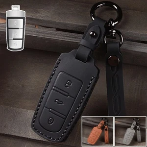 Genuine Leather Car Remote Key Fob Case Cover For VW Magotan B6 CC Fine Passat - Picture 1 of 12