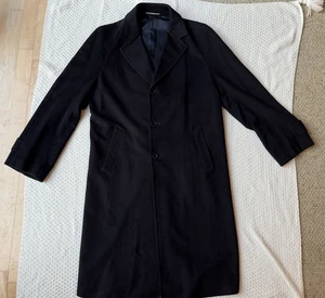 Barney's Men's Vintage 90’s Cashmere Navy Overcoat Italy Excel  L (Eu52 46 In.) - Picture 1 of 24