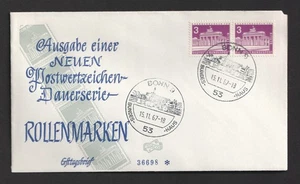 1967 Germany Berlin 3pf Coil Pair FDC. Bonn Fidacos First Day Cover - Picture 1 of 1