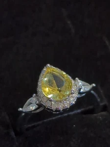 Sterling 925 Paar geschliffener Zitronenquarz Ring Saphir Baguettes Gr.8 individuell - Bild 1 von 9