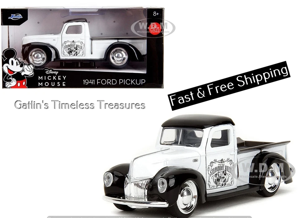 1941 FORD PICKUP "MICKEY MOUSE" WHITE & BLACK 1/32 DIECAST MODEL BY JADA 36091 - Image 1 of 4