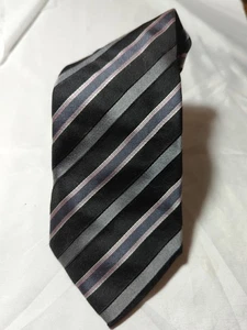 Hugo Boss Tie Black & Silver Striped Silk Tie Italy - Picture 1 of 6