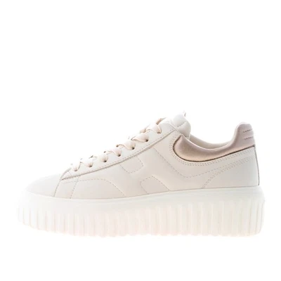 HOGAN Mujer Zapatos H659 Marfil Suave Napa Cuero Rayas H Zapatilla con Dorado Foto 1 de 4