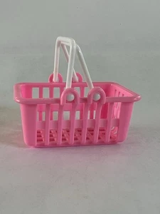 Barbie Doll Bright Pink Shopping Basket With White Handles - Picture 1 of 5