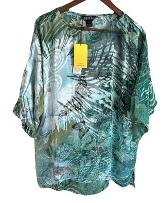 Blusa de seda Citron Santa Monica para mujer L camisa mariposa transparente top arte boho nueva Foto 1 de 4