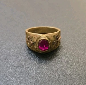 Anello vintage metà secolo in ottone e vetro - Foto 1 di 6
