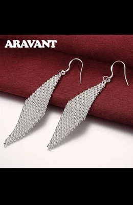 ORECCHINI PENDENTI A RETE MORBIDA COLORE ARGENTO 925 - Immagine 1 di 4