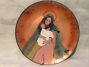 Original Walt Litt Enamel On Copper Plate Madonna and Child 8" Signed & Numbered - Picture 1 of 6