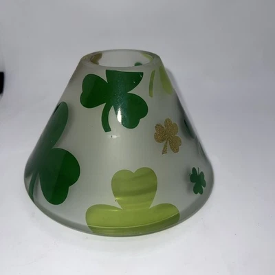 Yankee Candle Jar Shade J/S Glass ST PATS DAY Shamrocks green gold ULTRA RARE - Image 1 of 4