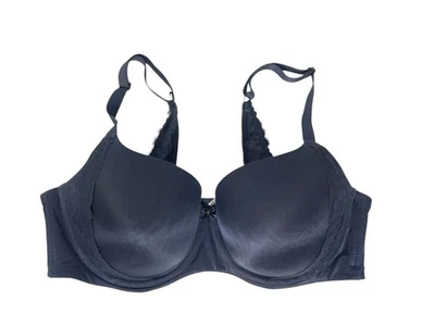 Cacique Women’s Plus Size 42DD Lightly Lined Blue Satin Lace Underwire Bra - Image 1 of 4