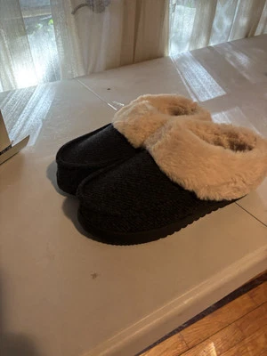 Chinelos femininos Dearfoams PRETO tamanco de espuma com memória interno/externo L 9-10 - Imagem 1 de 3