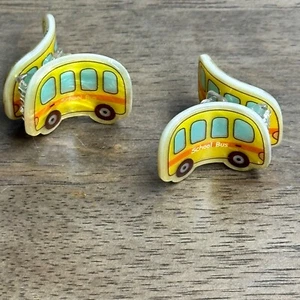 NEW Piper K Set of 2 Small Yellow School Bus Hair Clips, Shimmer - Picture 1 of 3