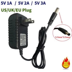 5V 1A/2A/3A DC Power Supply Charger Adapter ID/OD 2.5mm x 5.5mm UK/EU/US Plug - Picture 1 of 12