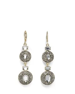 Pendientes Vince Camuto 297262 Doble Gota Palanca, Tono Dorado/Diamante Negro, Medianos - Imagen 1 de 3