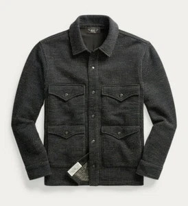 RRL Ralph Lauren Navy Striped Jacket Sweater Fleece Beach Shirt Men's S Small - Picture 1 of 3