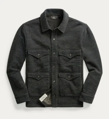 RRL Ralph Lauren Navy Striped Jacket Sweater Fleece Beach Shirt Men's S Small - Image 1 of 3