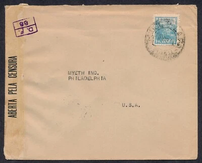 Brazil Rio de Janeiro Censor Examined Cover to USA 1944 Latin America Postage - Image 1 of 2