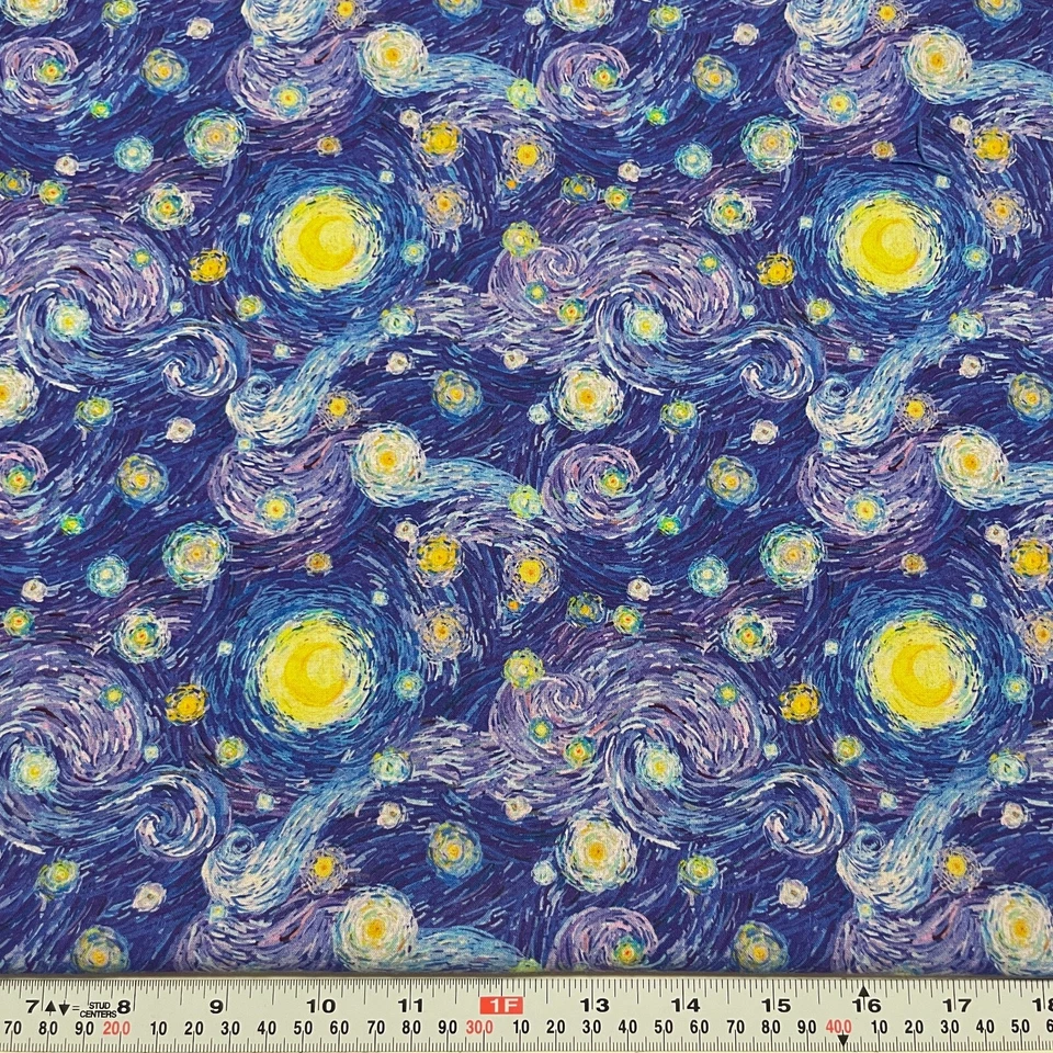 Tela de algodón Little Johnny Starry Night sin marca por media yarda 18" x 55" Foto 1 de 2